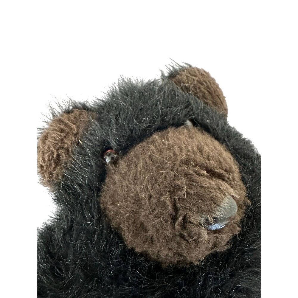 Woof & Poof Vintage Musical 20” Black Brown Bear Plush Wind Up Flat Legs RARE